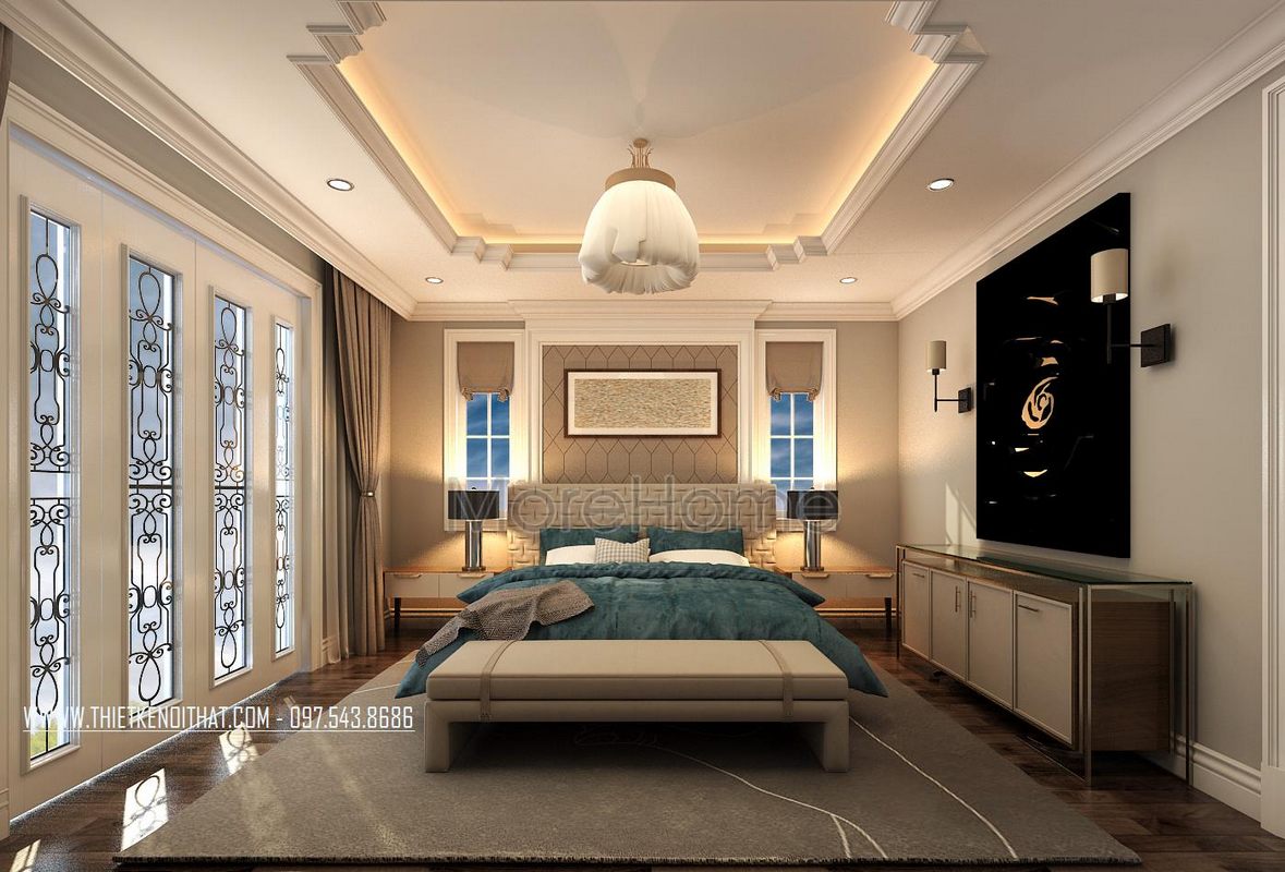 Thiết kế nội thất phòng ngủ biệt thự Vinhomes Riverside Long Biên Hà Nội